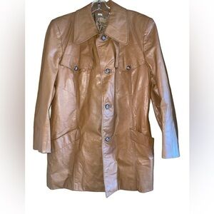 Beged-Or Vintage Israel Men’s‎ Tan Leather Jacket Button Quilted Liner Size 44